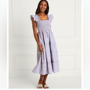 Hill House Ellie Nap Dress in Lilac Clip Dot Check